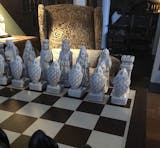 House of Hauteville Chess Set and Board Combo - Antique White and Black  Marble