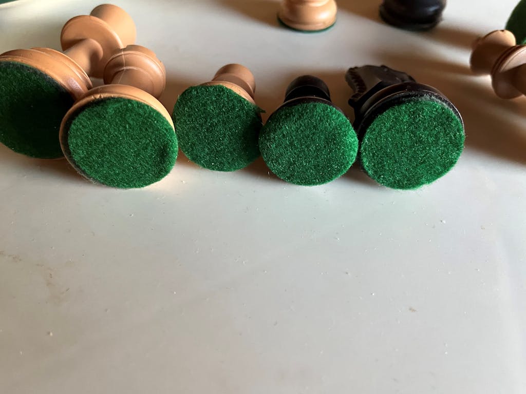 Single Felt Circles for Chess Pieces SelfStick in Green Chess House