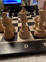 Combo of Reproduced 90s French Chavet Championship Tournament Chess Pieces  V2.0 in Ebonized / Box Wood - 3.6 King with Wooden Chess Board & Storage