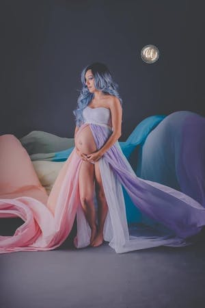 Pastel Rainbow Chiffon {Promise} Maternity Overbelly Skirt