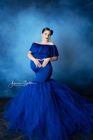 Set Royal Blue Luxe Jersey Athena Crop top & {Ariel} Underbust Tube Mermaid Maternity Skirt with Tulle Train