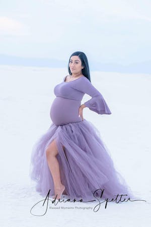Set Smokey Amethyst Luxe Jersey Athena Crop top & {Ariel} Underbust Tube Mermaid Maternity Skirt with Tulle Train