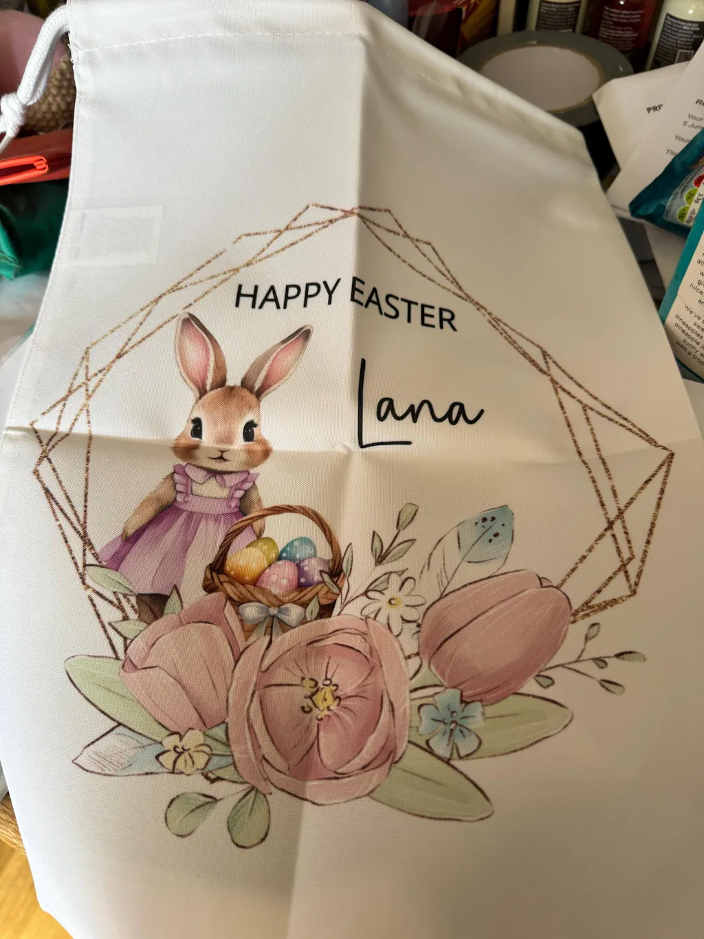 Personalised Easter Gift Bag - Blue Rabbit | Custom Easter Sack