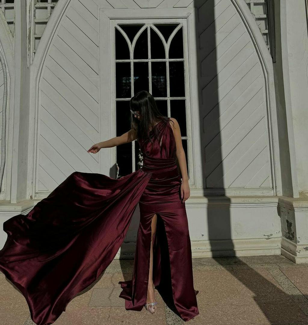 Sexy Silky Satin Side Slit One Shoulder Mermaid Long Wedding Bridesmaid Dresses UK