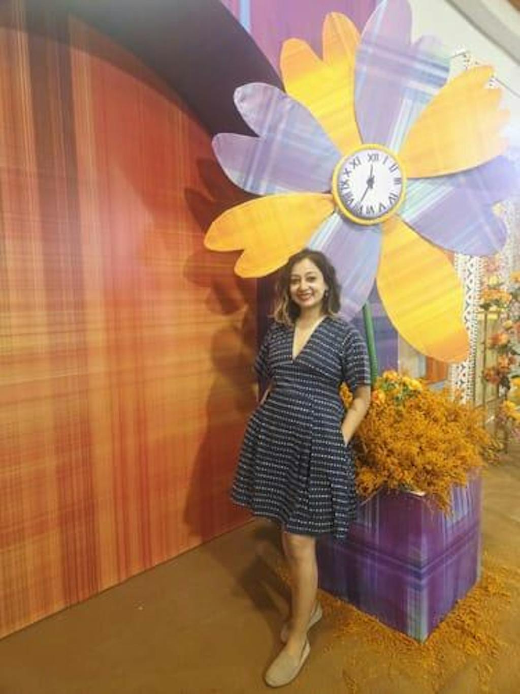 Blue Blockprinted Shift Dress - Nupur