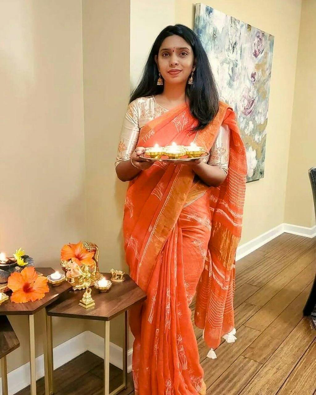 Coral Ivory Back Button Crop Top Blouse In Mushru Silk