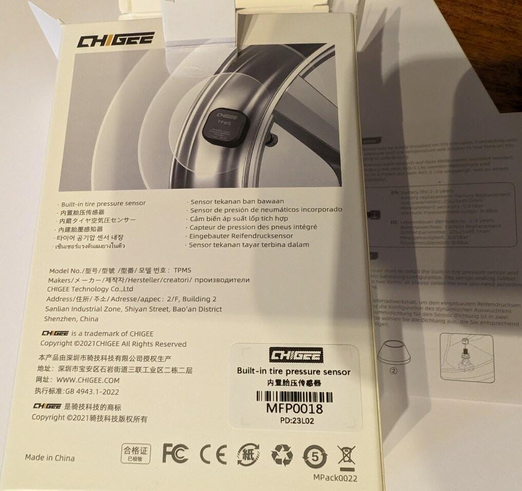 バイク用CHIGEE内部タイヤ空気圧センサー