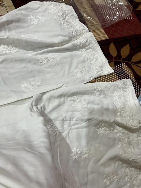 Aliza Soft Rayon Chikankari Plazo - White Color