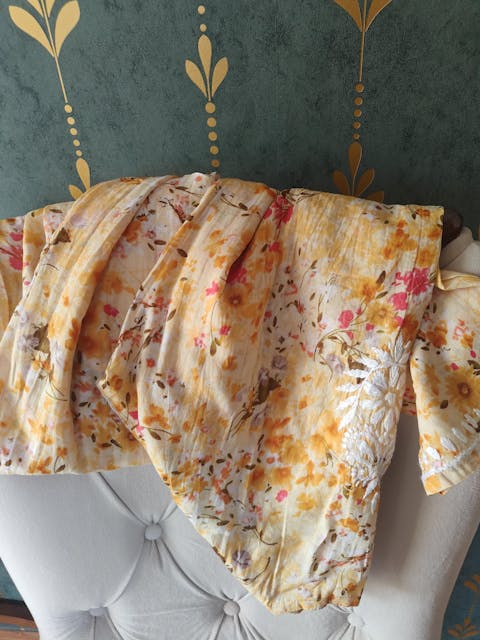 Maira Mulmul Cotton Chikankari Kurti Set - Yellow Colour