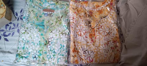 Fatima Pure Mulmul Chikankari  Handwork Kurti - Sea Green Colour