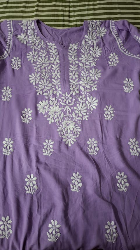 Maysa Soft Rayon Chikankari Kurti - Purple Colour