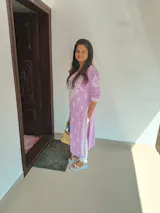 Maysa Soft Rayon Chikankari Kurti - Purple Colour