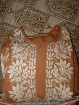 Samara Rayon Handwork Chikankari Kurti Plazo Set - Rush Orange Colour