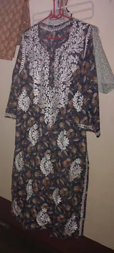 Sana Pure Mulmul Chikankari Handwork Kurti - Dark Blue  Colour