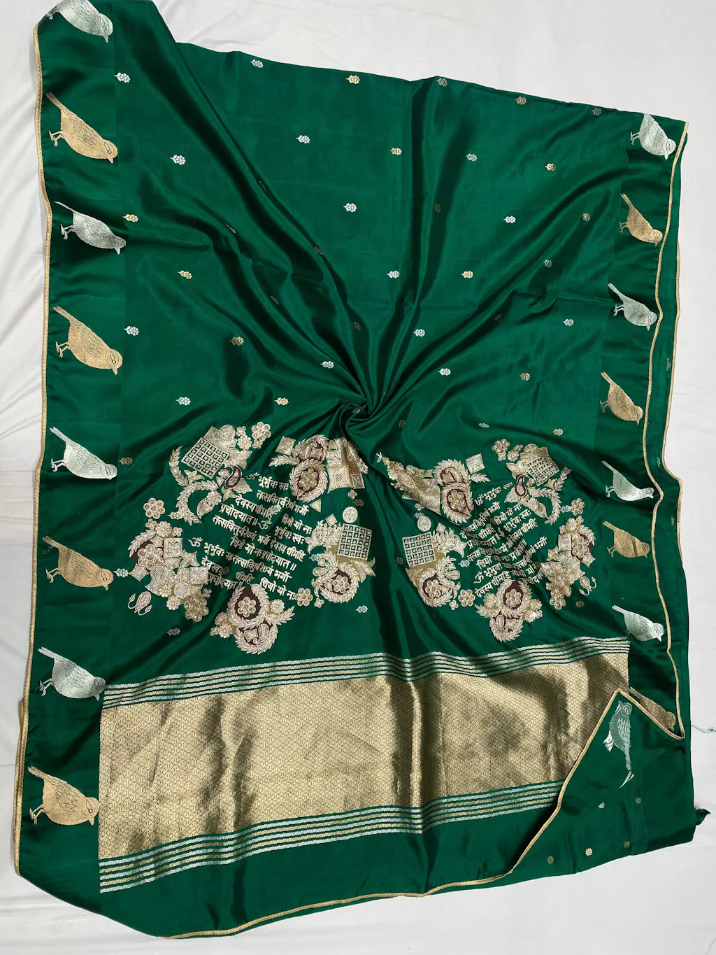 Nita Ambani Inspired Red Saree with Gayatri Mantra