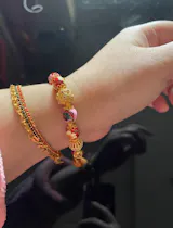 Gold Plated Silver Enamel Agate Hydrangea Flowers Bead Bracelet