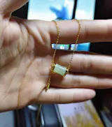 Gold Plated Silver Hetian Jade Bamboo Necklace