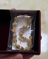 Gold Plated Silver Dragonfly Butterfly Embroidery Ball Citrine Beaded Bracelet