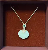 Gold Plated Silver Hetian Jade Persimmon Ruyi Lock Necklace