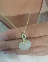 Gold Plated Silver Hetian Jade Persimmon Ruyi Lock Necklace