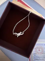Silver Bow Knot Necklace