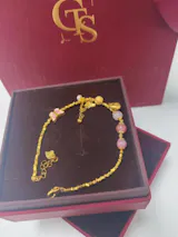 Gold Plated Silver Agate Blessing Fu Bag Butterfly Bracelet