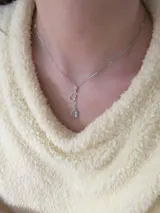 Silver Zircon Chalcedony Gourd Y Necklace