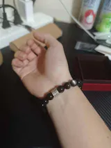 Silver Obsidian Blessing Charm Beaded Men's Bracelet