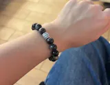 Silver Obsidian Blessing Charm Beaded Men's Bracelet