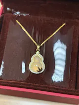 Gold Plated Silver Chalcedony Happiness Gourd Necklace