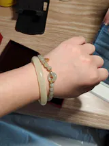 Gold Plated Silver Hetian Jade Ping An Buckle Bead Bracelet