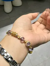 Gold Plated Silver Crystal Purple Cosmic Bracelet