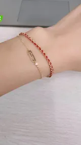 Gold Plated Silver "Always" Love Red String Bracelet