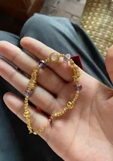 Gold Plated Silver Crystal Purple Cosmic Bracelet