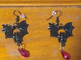 2024 Gothic Vampire Bat Earrings – Vintage Red Crystal Bat Pendant Ear Hooks for Women & Men, Witch Fashion Jewelry Accessories