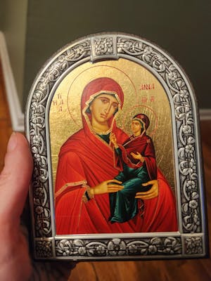 Jesus Christ Pantocrator - Silver icon on wood, locally gold plated - Mount Athos