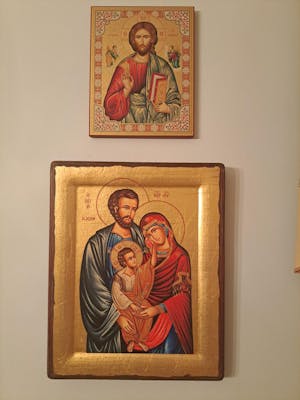 Jesus Christ Pantocrator - Wooden Icon with Gold Background and High-Quality Print (Lithography) - Mount Athos