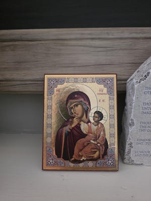 Virgin Mary Paramythia - Wooden Icon with Gold Background and High-Quality Print (Lithography) - Mount Athos