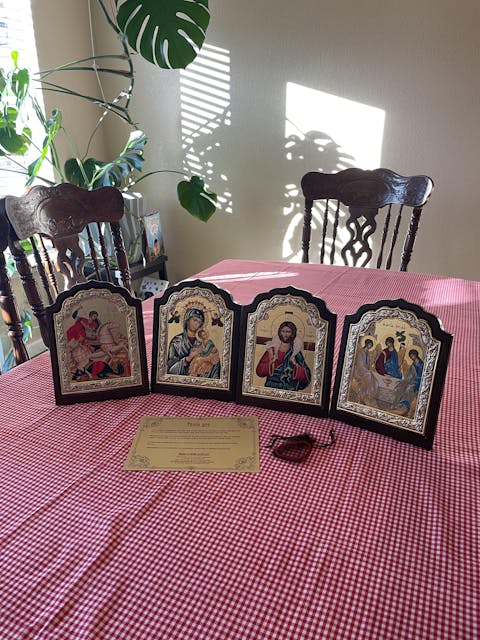 Virgin Mary Perpetual Help - Silver icon on wood, locally gold plated - Mount Athos