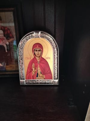 Saint Valeria - Metallic icon on wood locally gold plated - Mount Athos