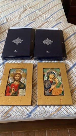 Ιησούς Χριστός Καζάν  - Παλαιωμένη ξύλινη εικόνα με ασημένιο φωτοστέφανο τοπικά επιχρυσωμένο - Άγιο Όρος