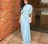 Sarelle | Babyblue asymmetric pleated maxi dress