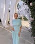 Sarelle | Babyblue asymmetric pleated maxi dress