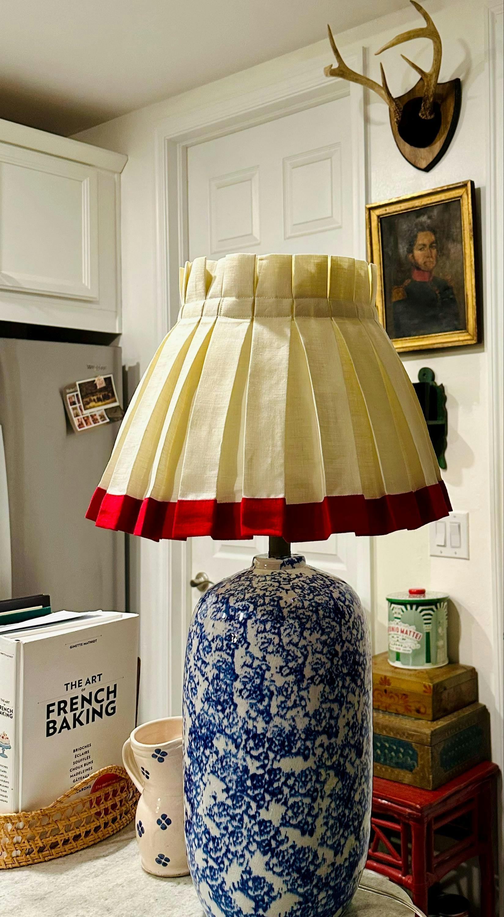 Squiggle Box Pleat Lampshade Skirt Navy White | Ciélle Home