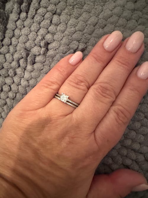 925 Sterling Silver Princess Cut Cz Ladies Ring Set