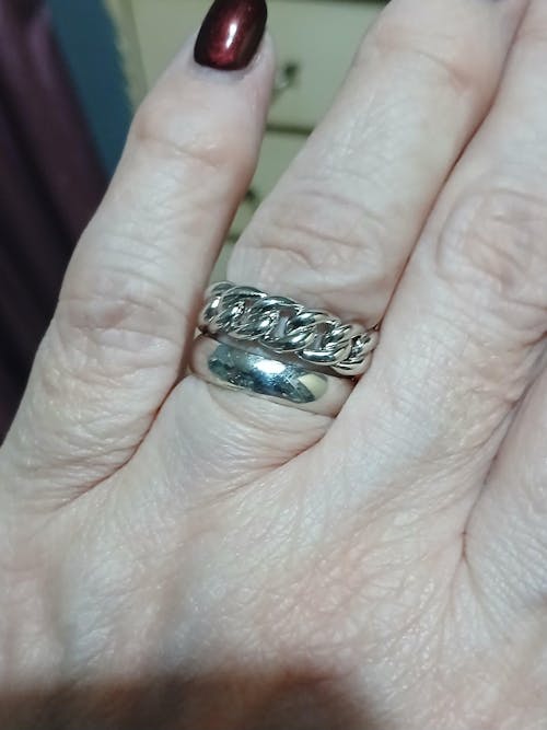 925 Sterling Silver Curb Link Chain Ring