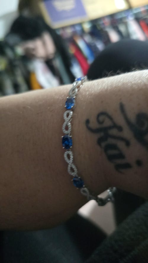 925 Sterling Silver Infinity with Sapphire Blue Cz's Tennis Silver Bracelet J-Jaz