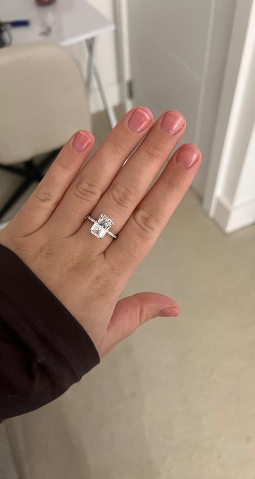 925 Sterling Silver Large Emerald Cut Cz Dress Ring