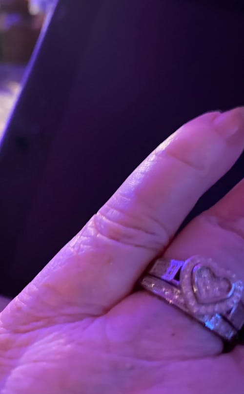 925 Sterling Silver Pave Set Cz Heart Ring & Eternity Band Set