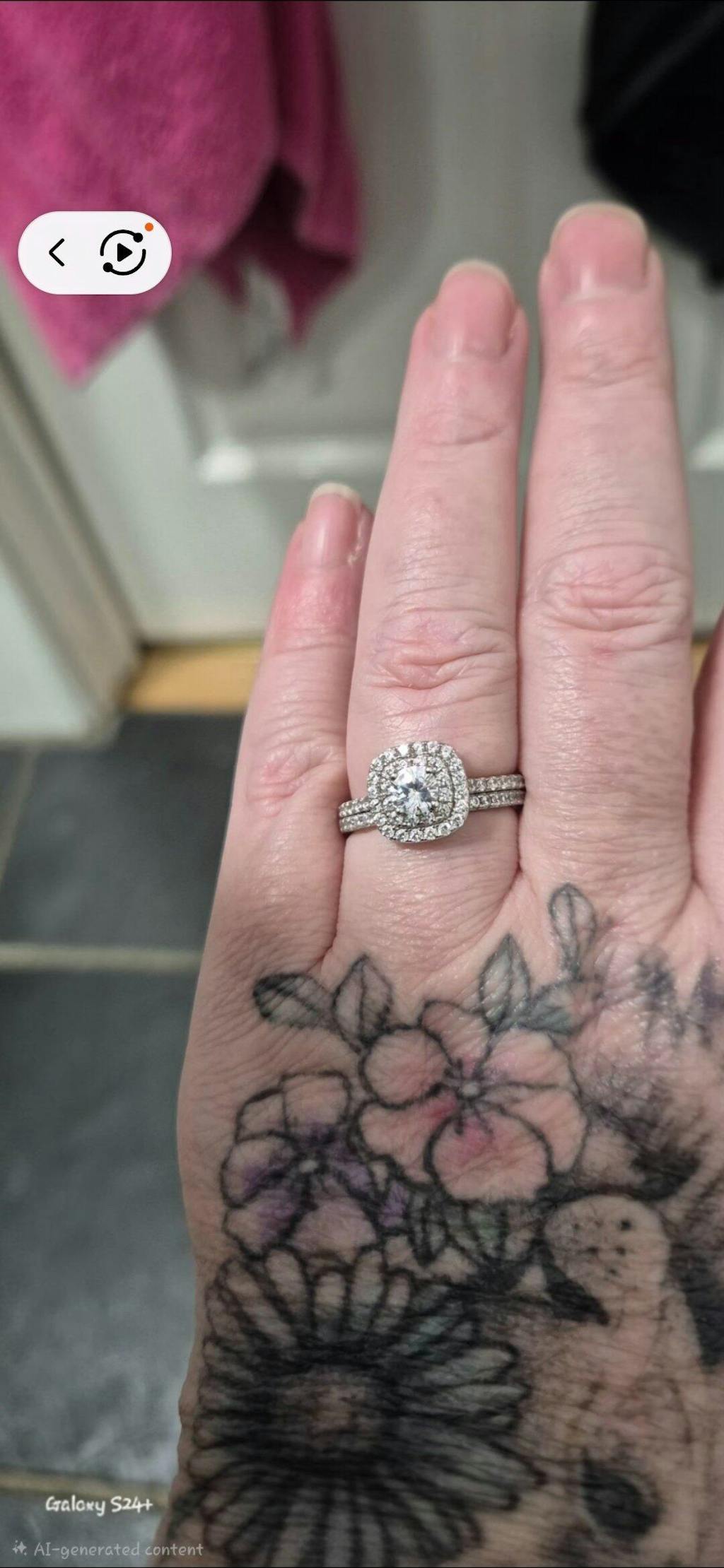 925 Sterling Silver Round Centre Double Cubic Zirconia Halo Ring Set